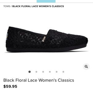 Toms Shoes - TOMS Black Floral Lace Women's Classics - Size 7